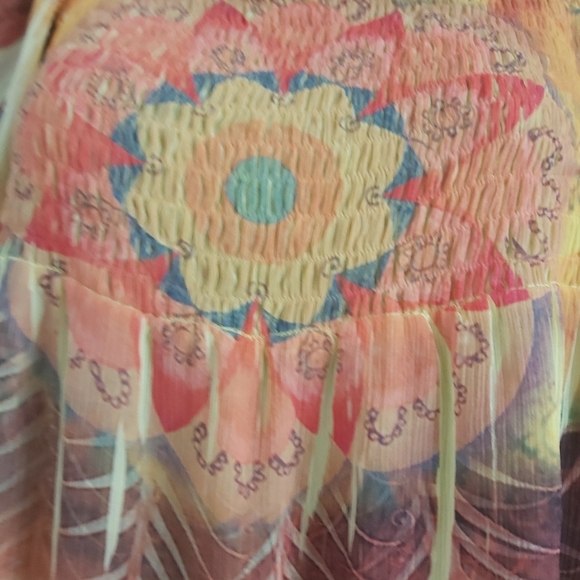 ONE WORLD | Women's Floral Top Orange Yellow Size Large - Picture 3 of 6